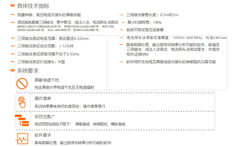 CoMet技术指标及系统要求